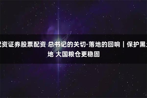 配资证券股票配资 总书记的关切·落地的回响｜保护黑土地 大国粮仓更稳固